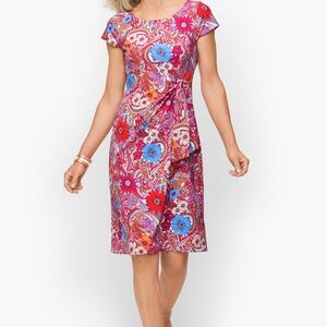 NWT- PLUS SIZE - TALBOTS PAISLEY VIBRANT PINK & BLUE Midi Dress